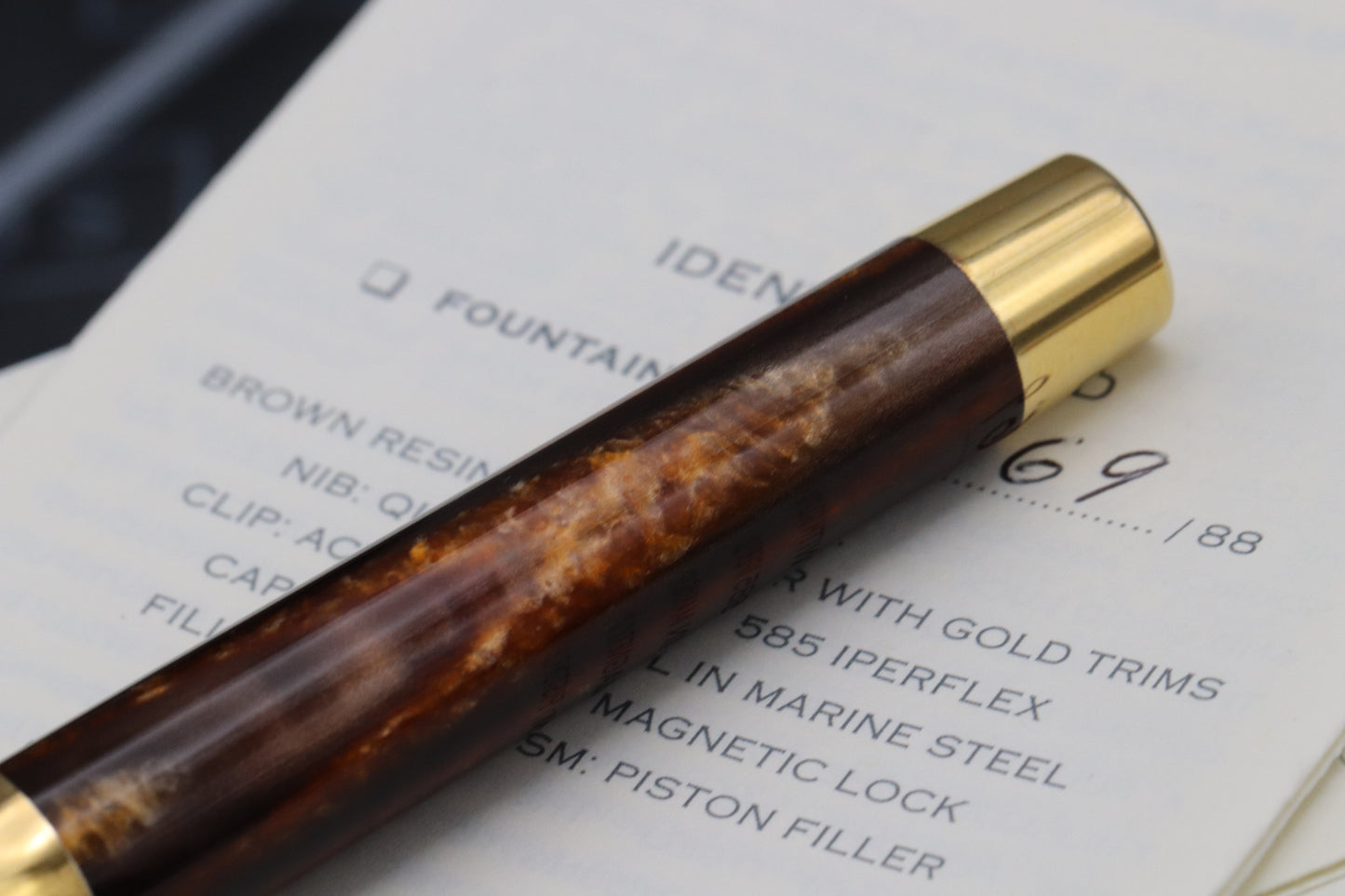 Pineider La Grande Bellezza Arco Oak LE88 Gold Trim Fountain Pen
