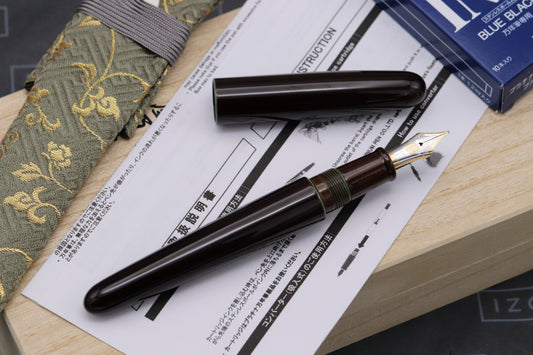 Nakaya Portable Cigar Heki-tamenuri Fountain Pen - Broad Nib - DIPPED