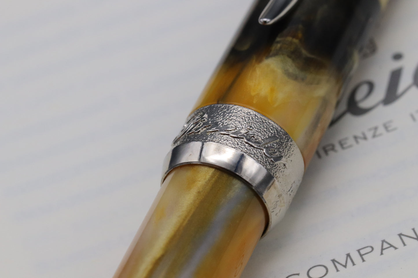 Pineider La Grande Bellezza Gemstones Tigers Eye Fountain Pen - Fine Nib