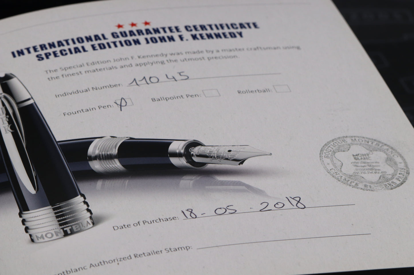 Montblanc Great Characters JFK Blue Special Edition Fountain Pen