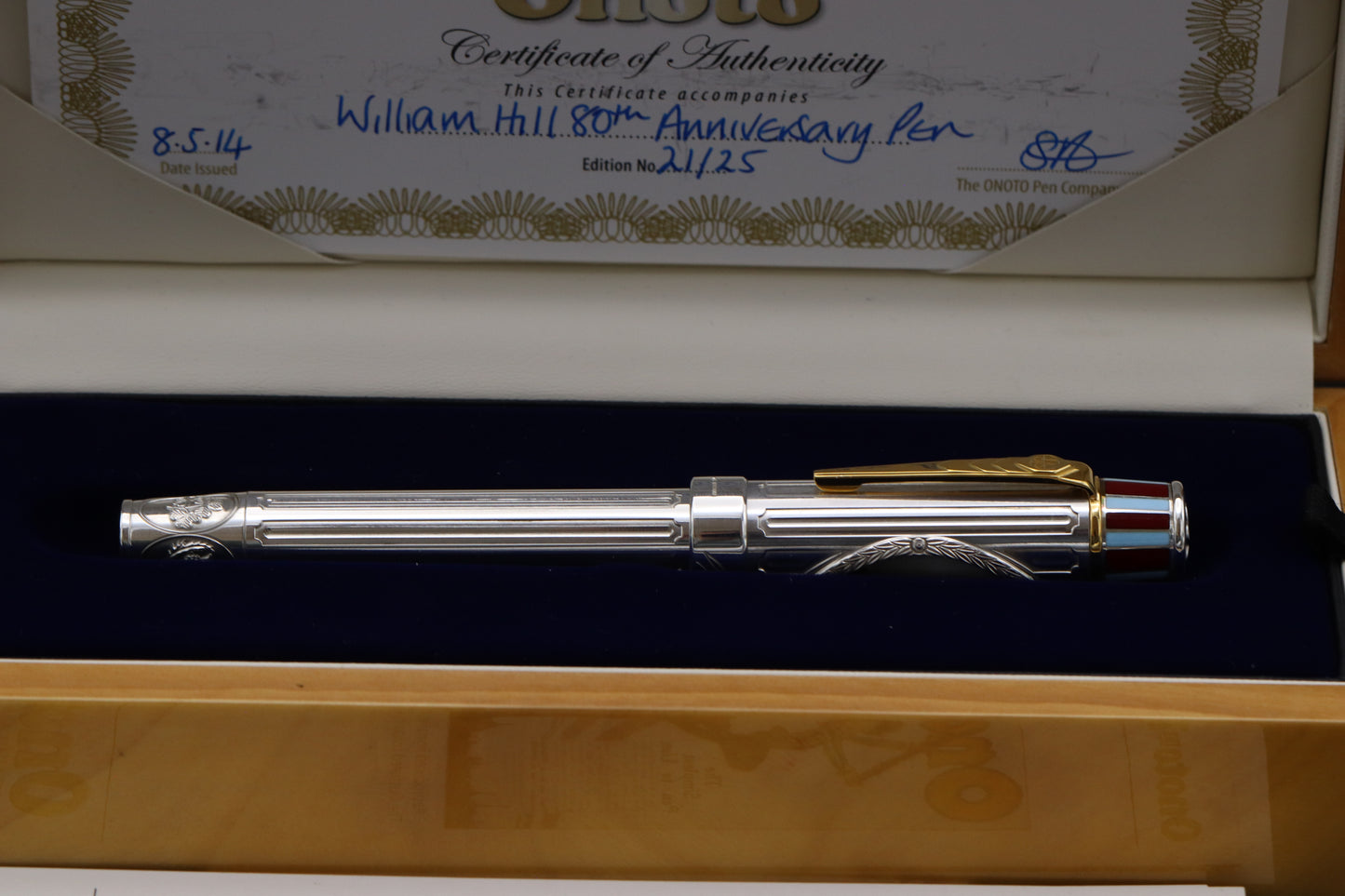 Onoto William Hill 80th Ann. Sterling Silver Limited Edition 25 Fountain Pen