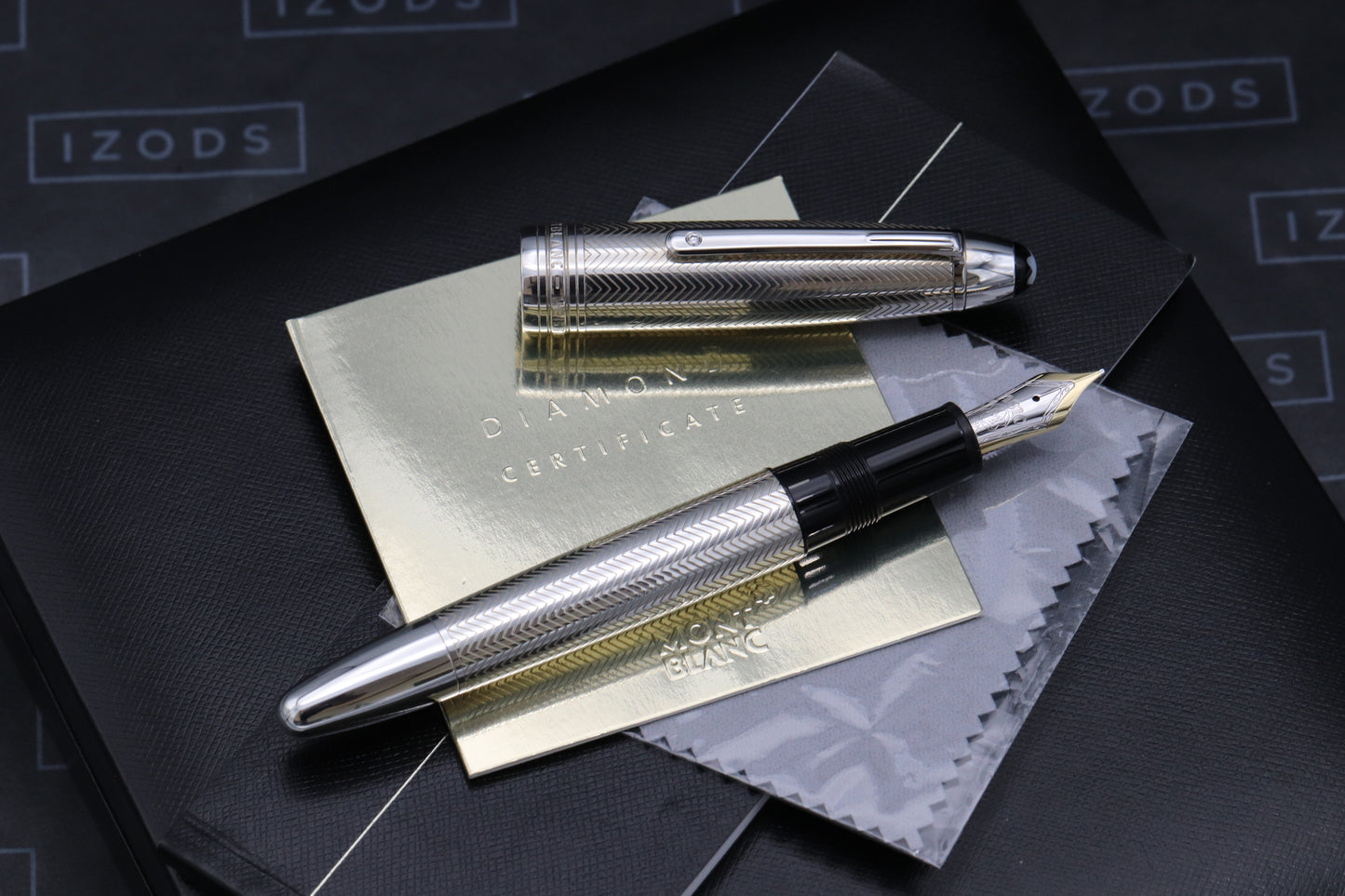 Montblanc Meisterstuck 146 LeGrand Silver Barley Diamond Fountain Pen - UNUSED - Fine Nib