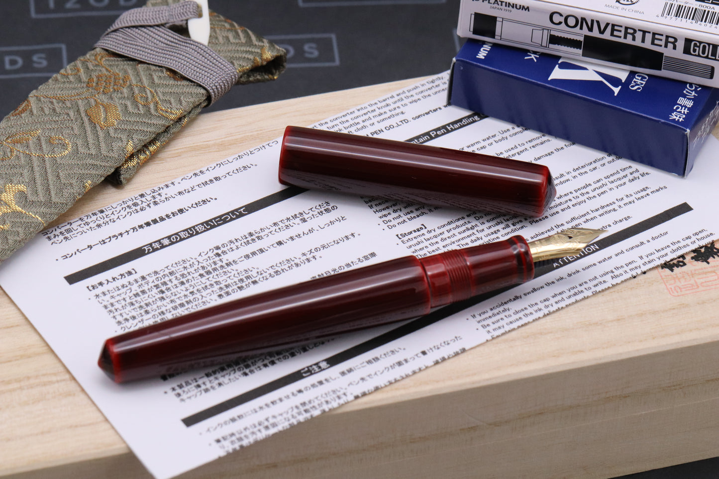 Nakaya Piccolo Long Cigar Aka-Tamenuri Fountain Pen - UNUSED - Soft Fine Nib