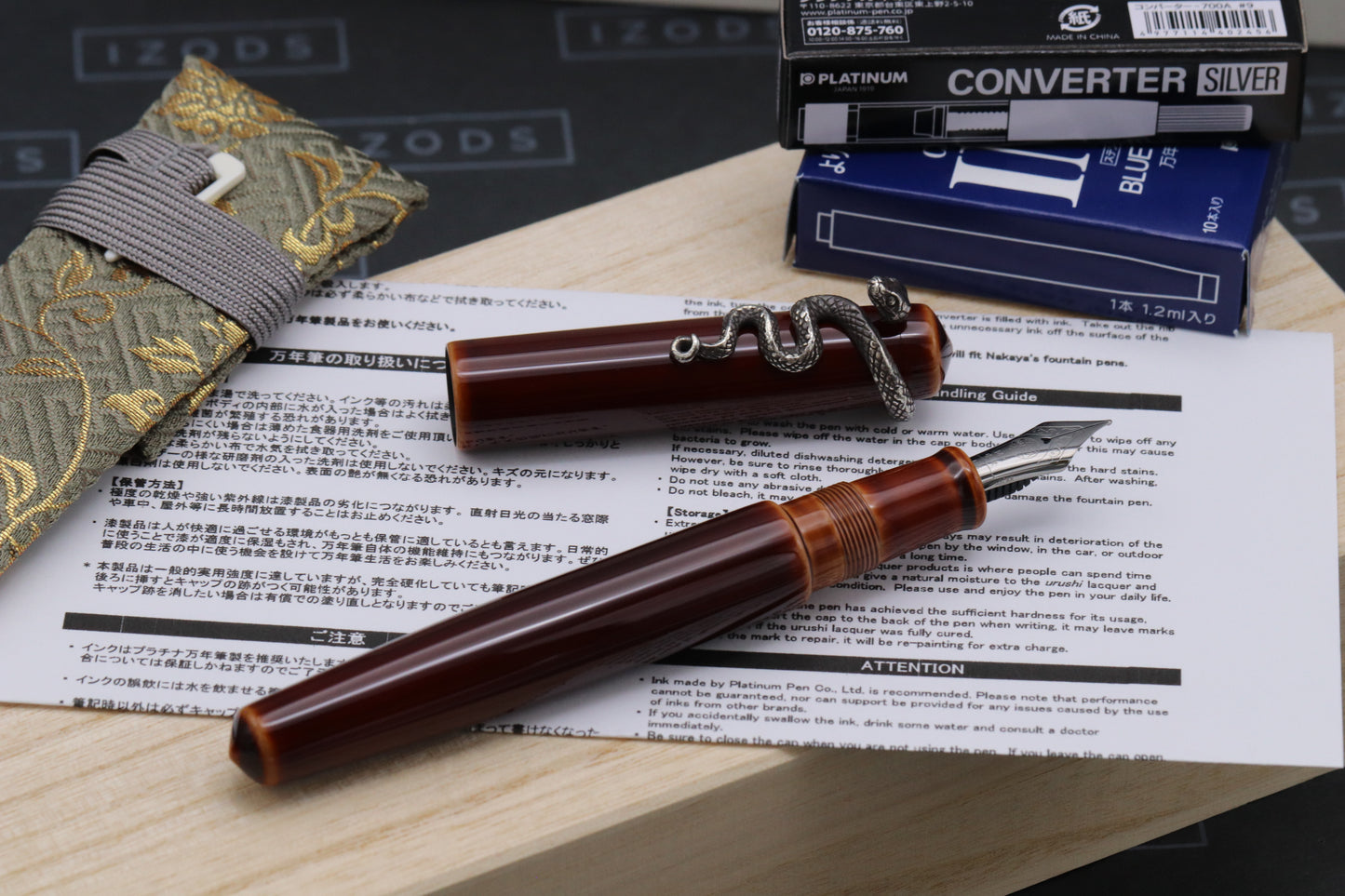 Nakaya Piccolo Long Writer Toki-Tamenuri Fountain Pen Snake Stopper - UNUSED
