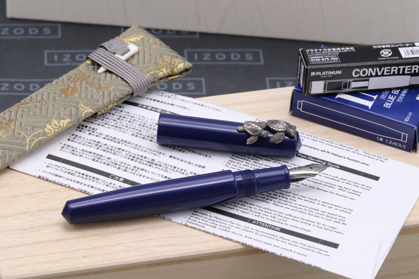 Nakaya Piccolo Long Writer Kikyo Fountain Pen with Turtle Stopper - UNUSED - SF