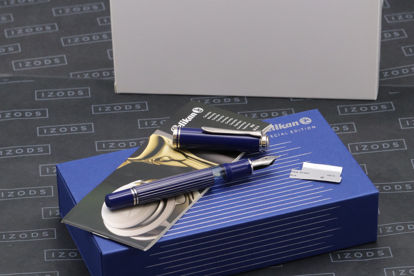 Pelikan Souveran M815 Metal Striped Blue Fountain Pen - EF Nib