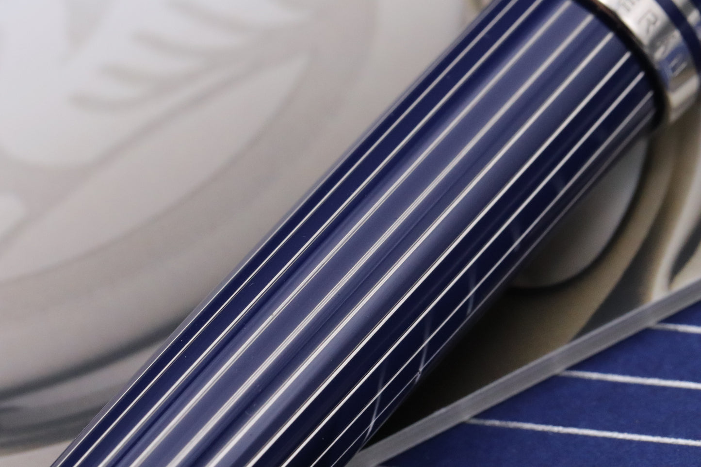 Pelikan Souveran M815 Metal Striped Blue Fountain Pen - EF Nib