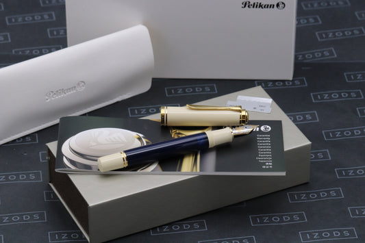Pelikan Souveran M800 Cream Blue Fountain Pen - EF Nib