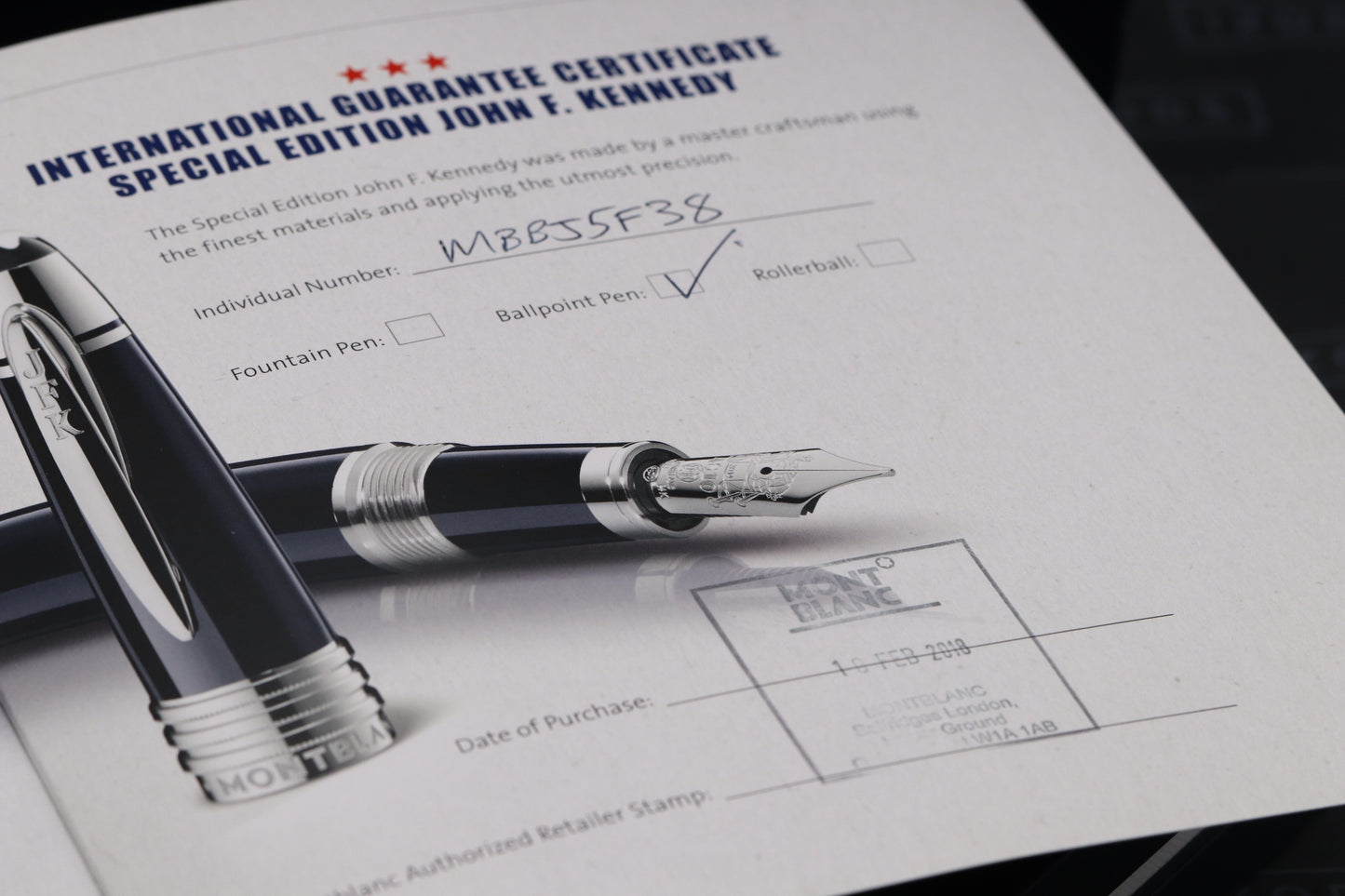 Montblanc Great Characters John F. Kennedy Blue Ballpoint Pen - UNUSED