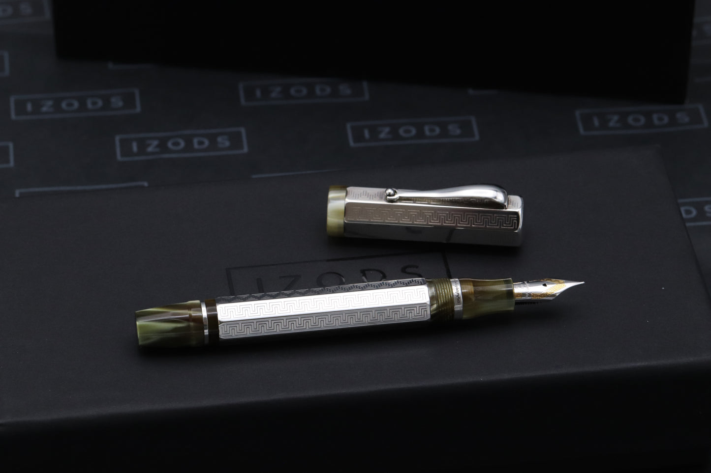 Montegrappa Privilege Deco Sterling Silver Green Fountain Pen