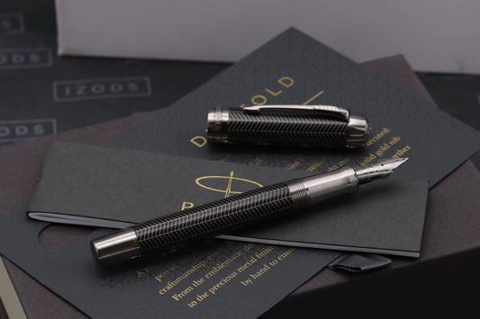 Parker Duofold Centennial Prestige Black Ruthenium Chevron Fountain Pen