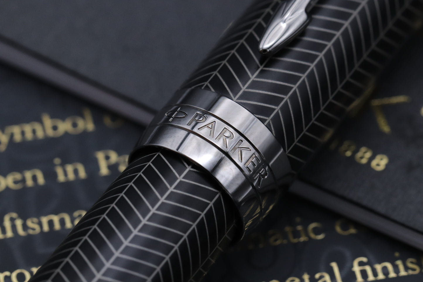 Parker Duofold Centennial Prestige Black Ruthenium Chevron Fountain Pen
