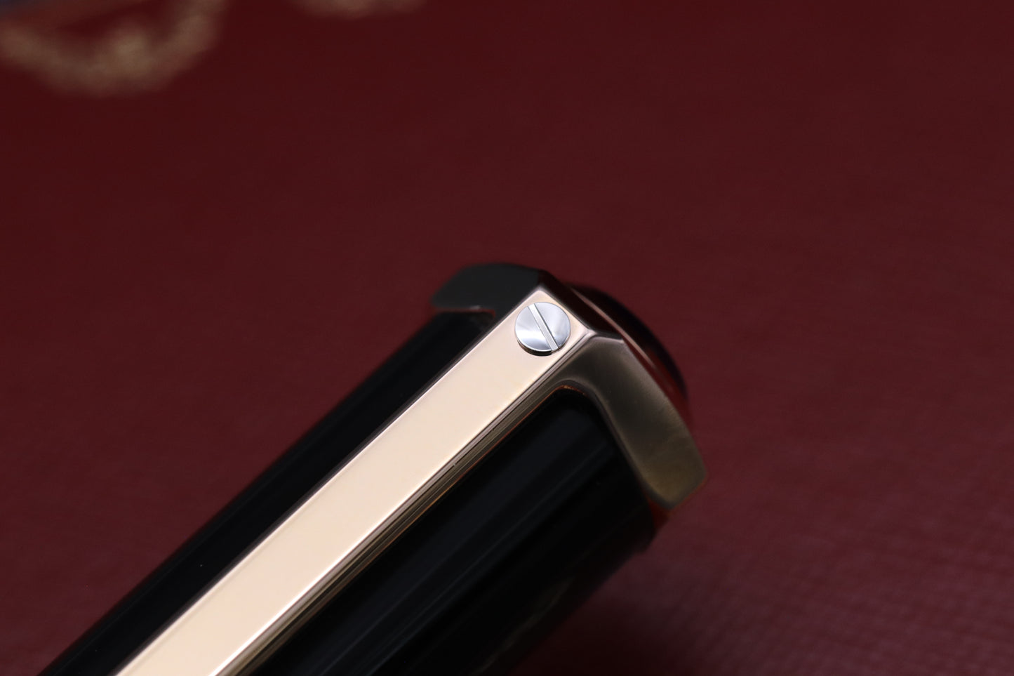 Cartier Santos-Dumont Black Red Gold Rollerball Pen