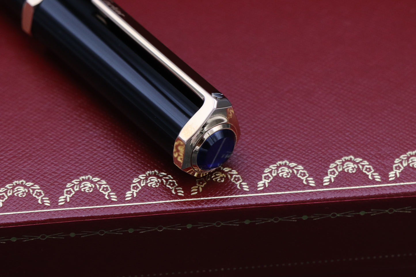 Cartier Santos-Dumont Black Red Gold Rollerball Pen