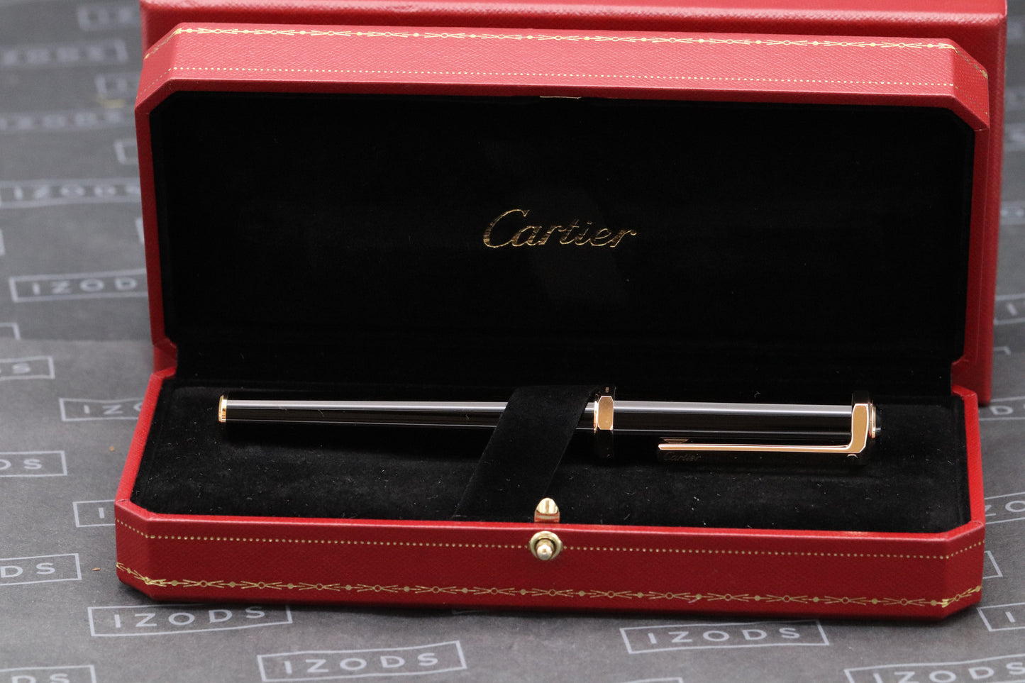 Cartier Santos-Dumont Black Red Gold Rollerball Pen