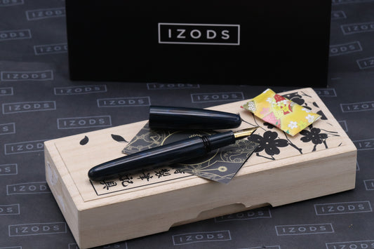 Wancher True Ebonite Marble Black Blue Fountain Pen