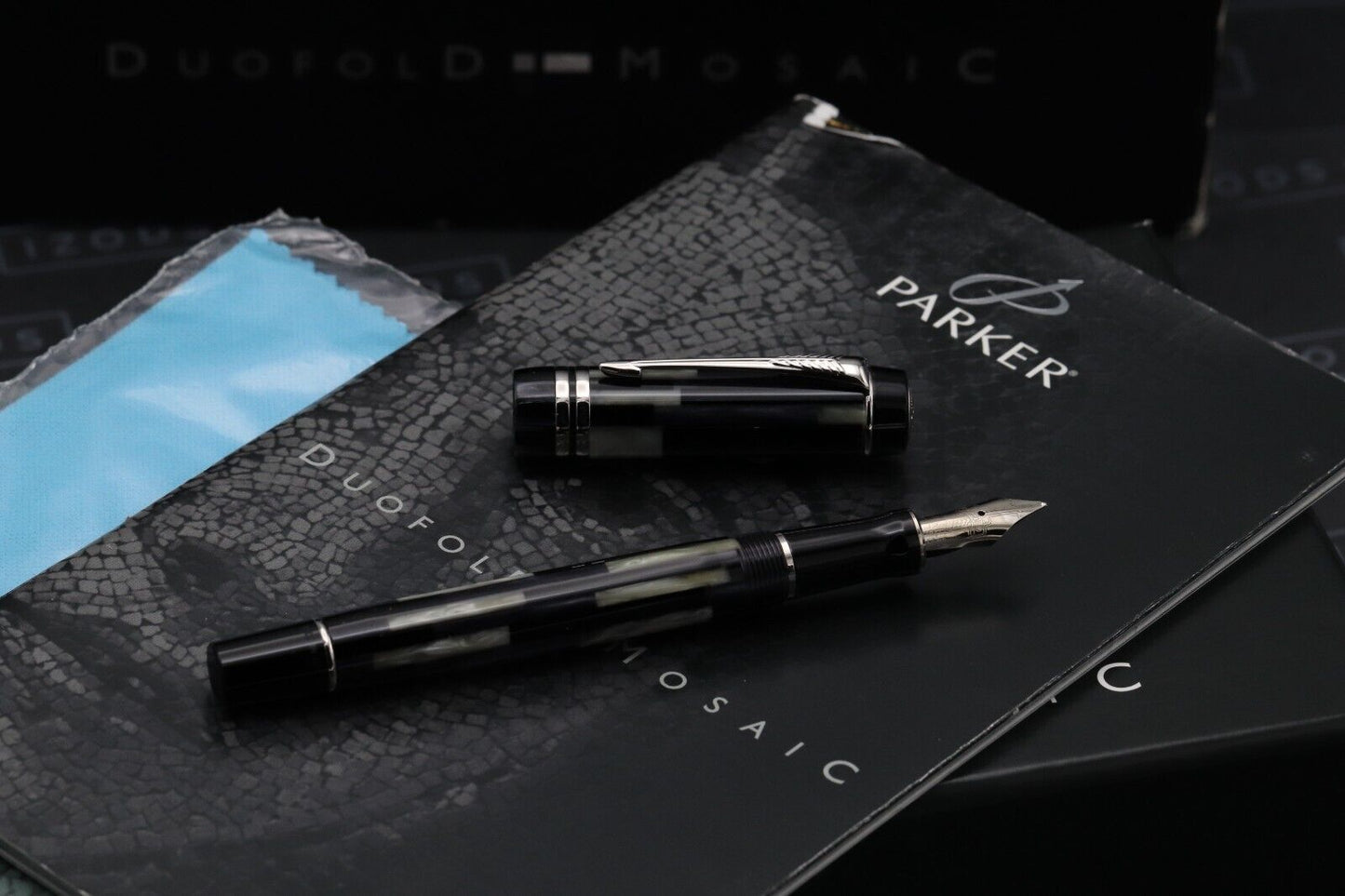 Parker Duofold International Black Mosaic Fountain Pen - DIPPED image 1