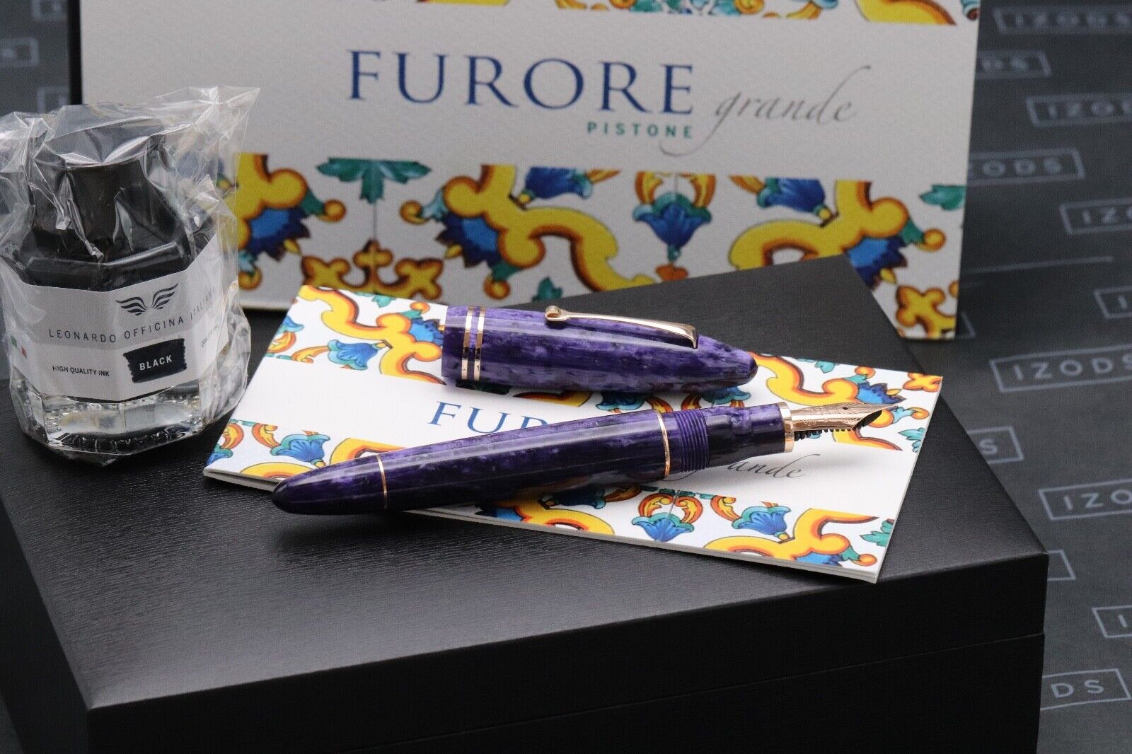 Leonardo Furore Grande Purple Red Gold Fountain Pen image 0