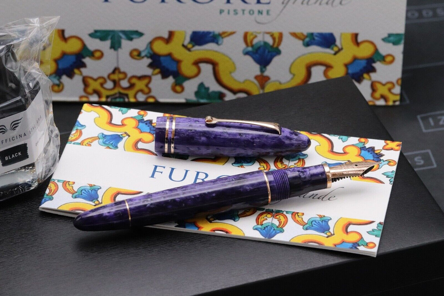 Leonardo Furore Grande Purple Red Gold Fountain Pen image 1