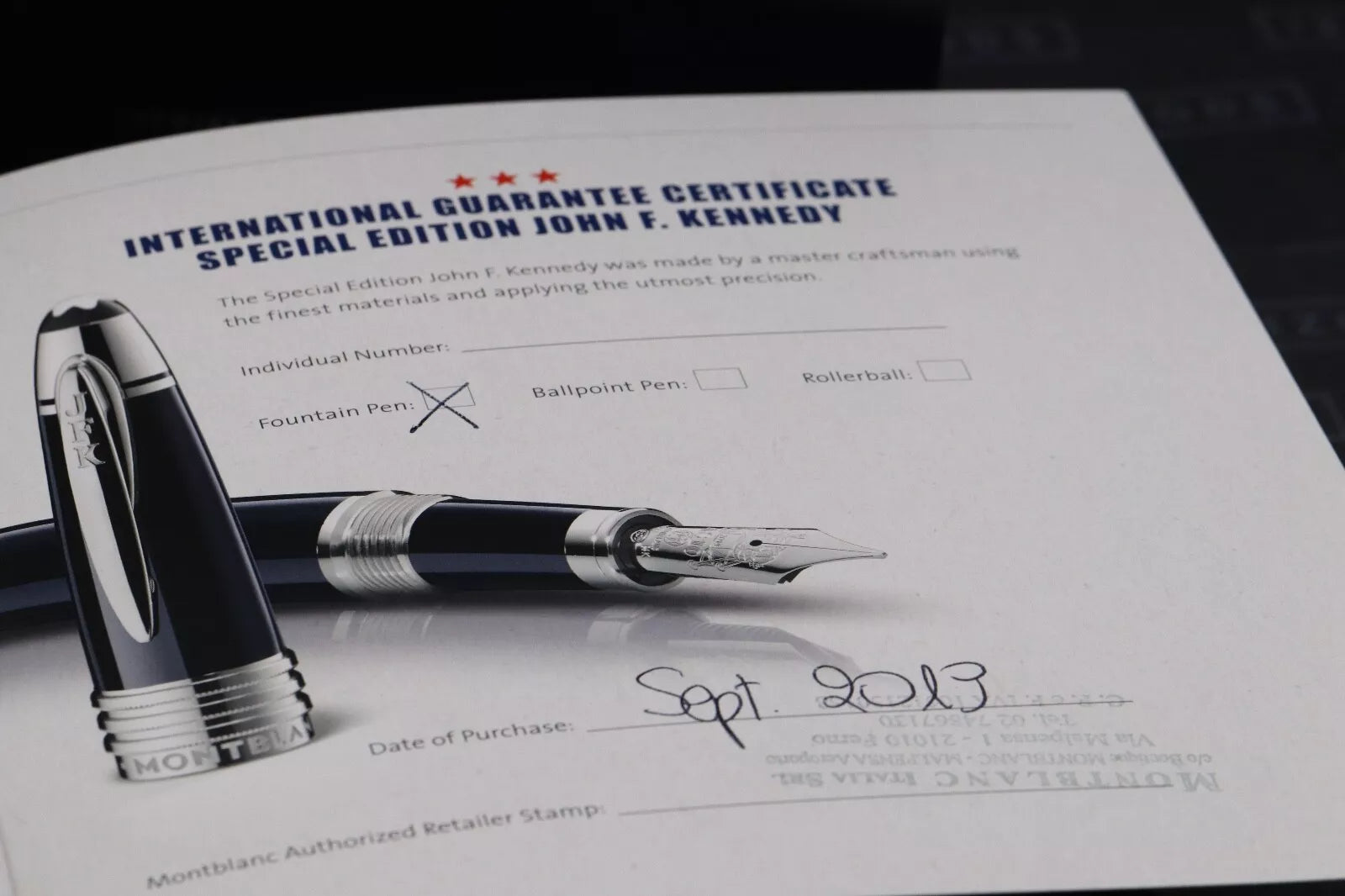 Montblanc Great Characters John F. Kennedy JFK Blue SE Fountain Pen - UNUSED image 7