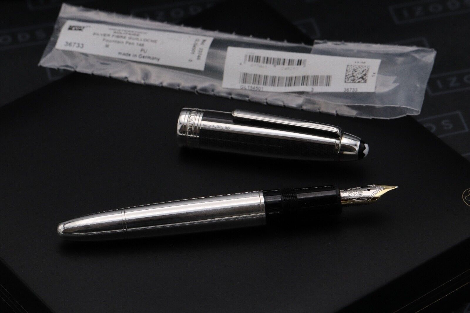 Montblanc Meisterstuck 146 LeGrand Silver Fibre Guilloche Fountain Pen - UNUSED image 1