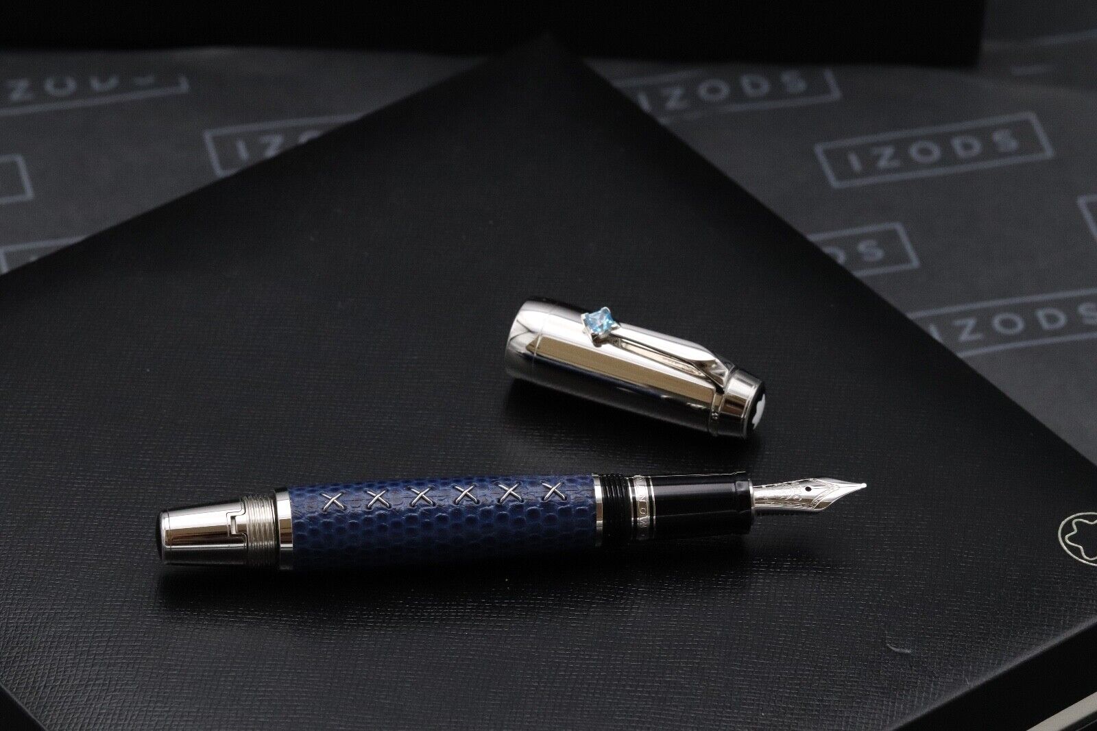 Montblanc Boheme Jewels Topaz Blue Leather Fountain Pen - UNUSED image 1