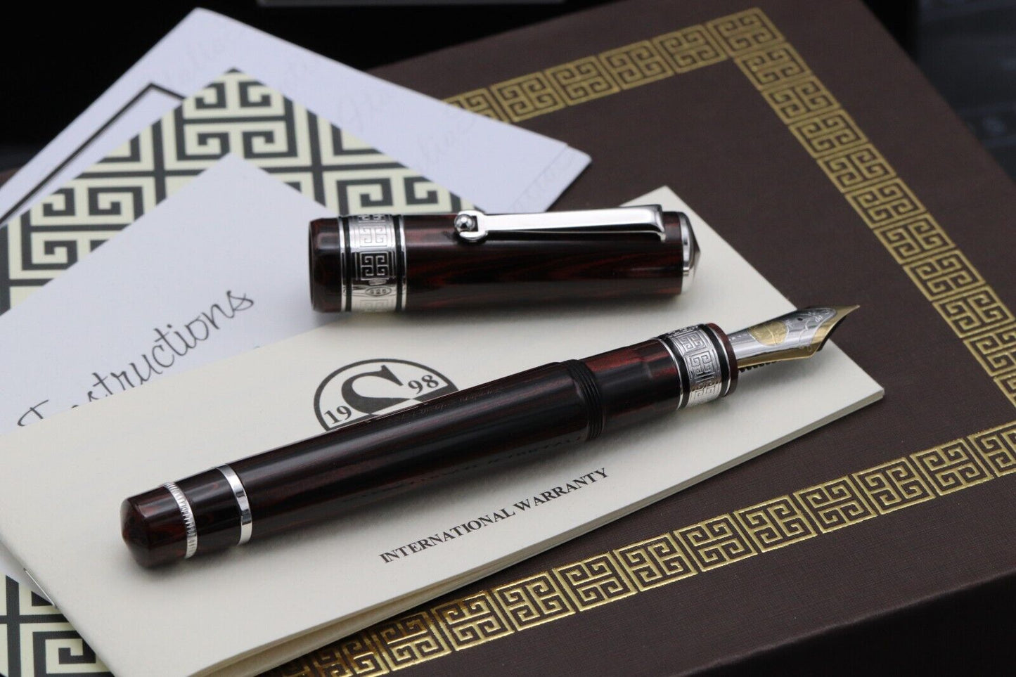 Santini Giant 8 Cherry Ebonite LE33 Fountain Pen - #8 EF Nib image 1
