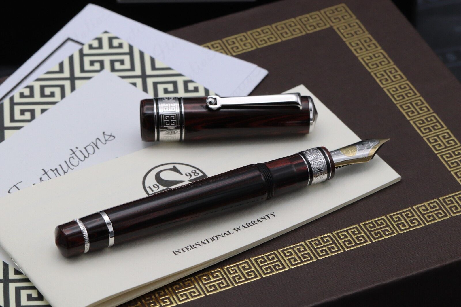 Santini Giant 8 Cherry Ebonite LE33 Fountain Pen - #8 EF Nib image 1