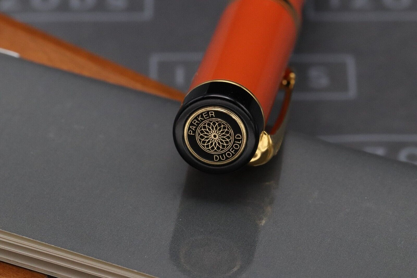 Parker Duofold Centennial Orange Fountain Pen - 1990 - Fine Nib image 6