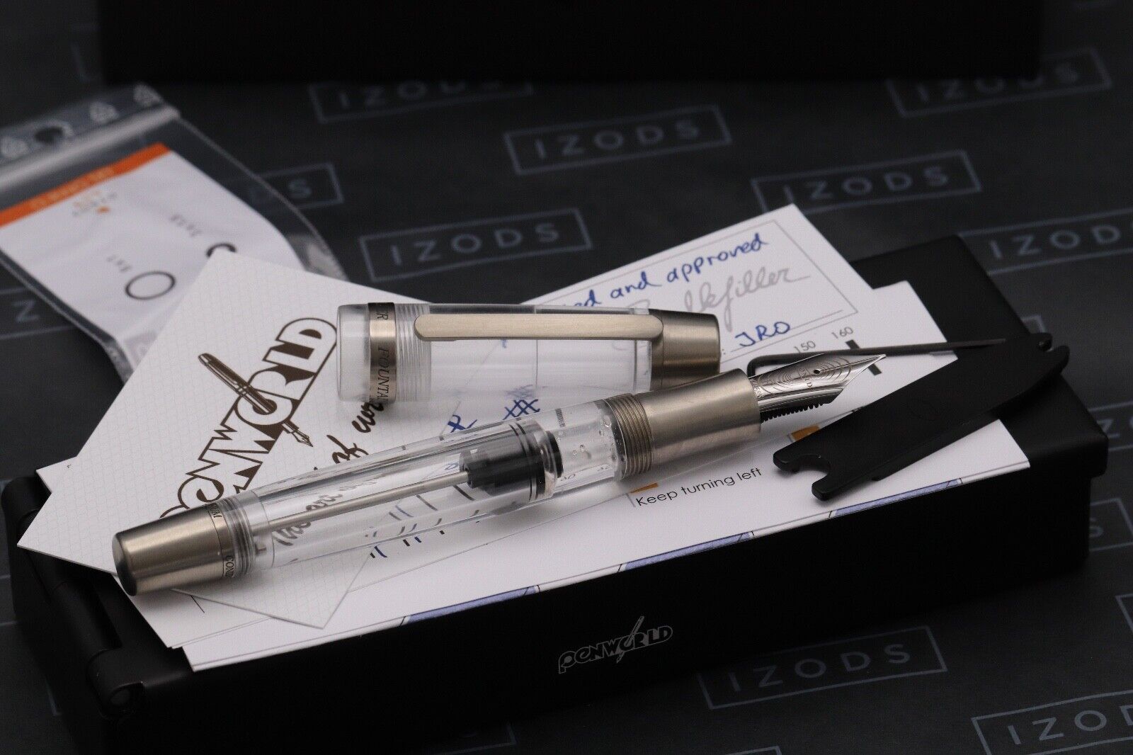 Conid Bulkfiller Kingsize Demonstrator Titanium Fountain Pen - #8 14K Fine Nib image 1