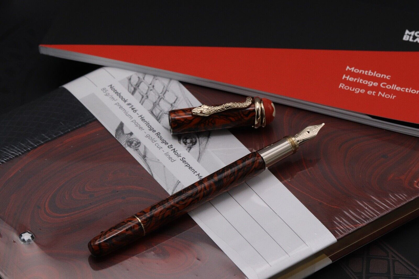Montblanc Heritage Serpent Marble ‘Gift of Writing’ Fountain Pen Set – UNUSED image 1