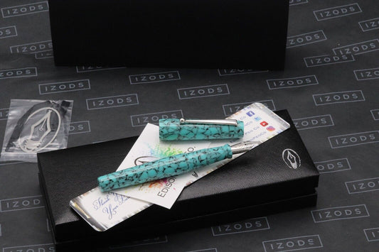 Edison Pen Co Brockton Turquoise Flake Fountain Pen - Stub Nib image 0
