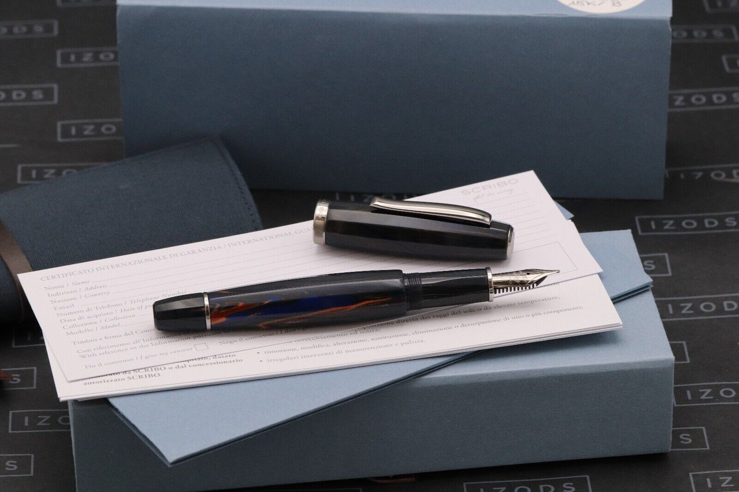 SCRIBO Feel Blu Califfo Ruthenium Fountain Pen - 18k Broad Nib image 0
