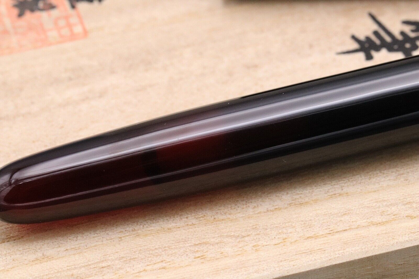 Nakaya Long Cigar Akebono 'Red and Black Skeleton' Fountain Pen - Music Nib image 2