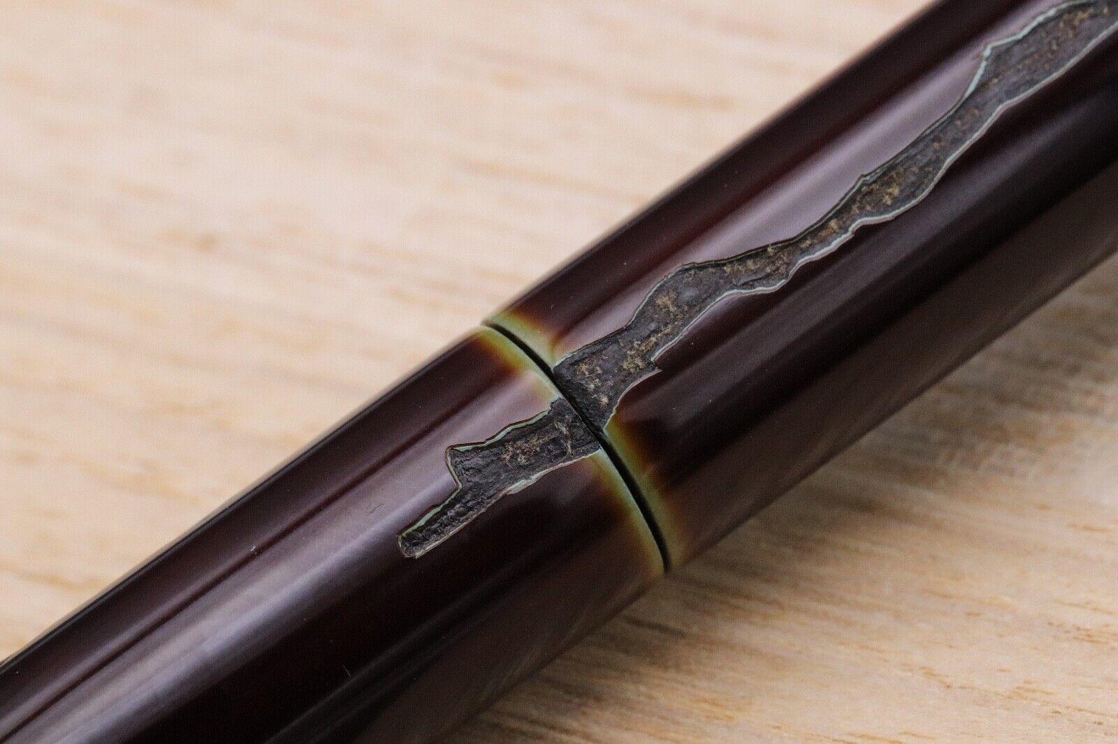 Nakaya Piccolo Cigar Heki-Tamenuri Negoro Fountain Pen - Soft Fine Nakata Nib image 4
