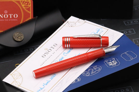 Onoto Magna Classic Rosso Chased Custom 1/1 Fountain Pen - #8 Broad Nib image 1