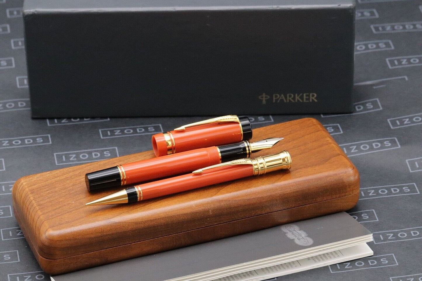 Parker Duofold Centennial Orange Fountain Pen and Mechanical Pencil - UNUSED image 0