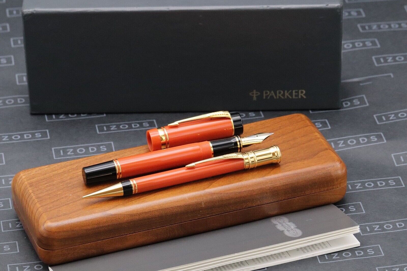 Parker Duofold Centennial Orange Fountain Pen and Mechanical Pencil - UNUSED image 0