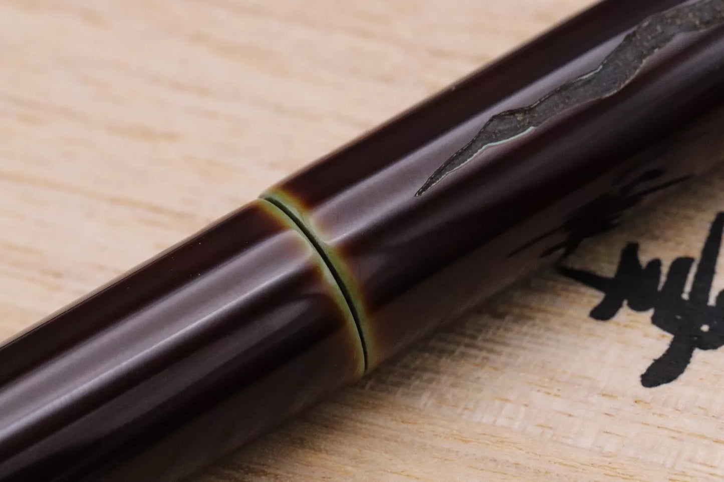Nakaya Piccolo Cigar Heki-Tamenuri Negoro Fountain Pen - Soft Fine Nakata Nib image 6