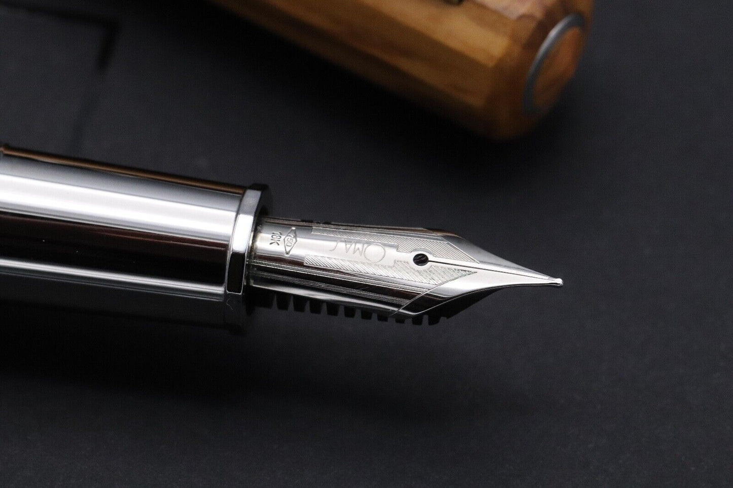 Omas Milord Olive Wood Sterling Silver Fountain Pen image 2