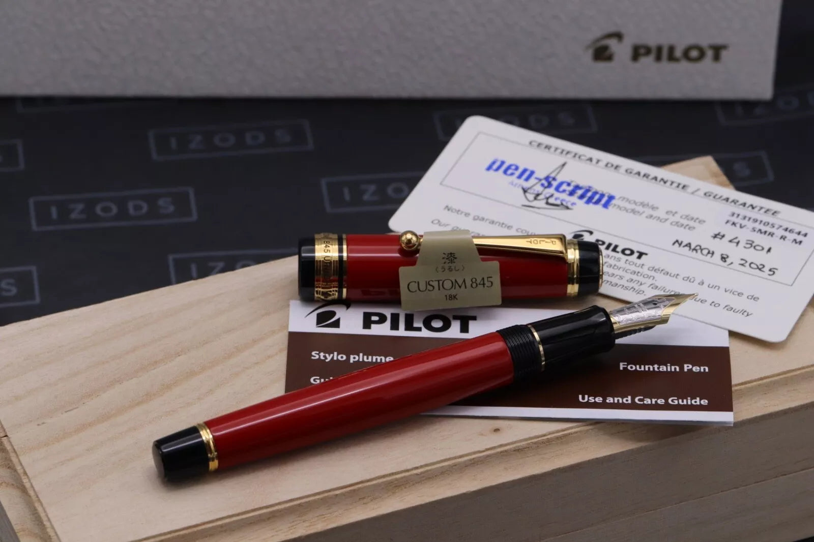 Pilot Custom 845 Urushi Vermillion Fountain Pen - UNUSED image 7