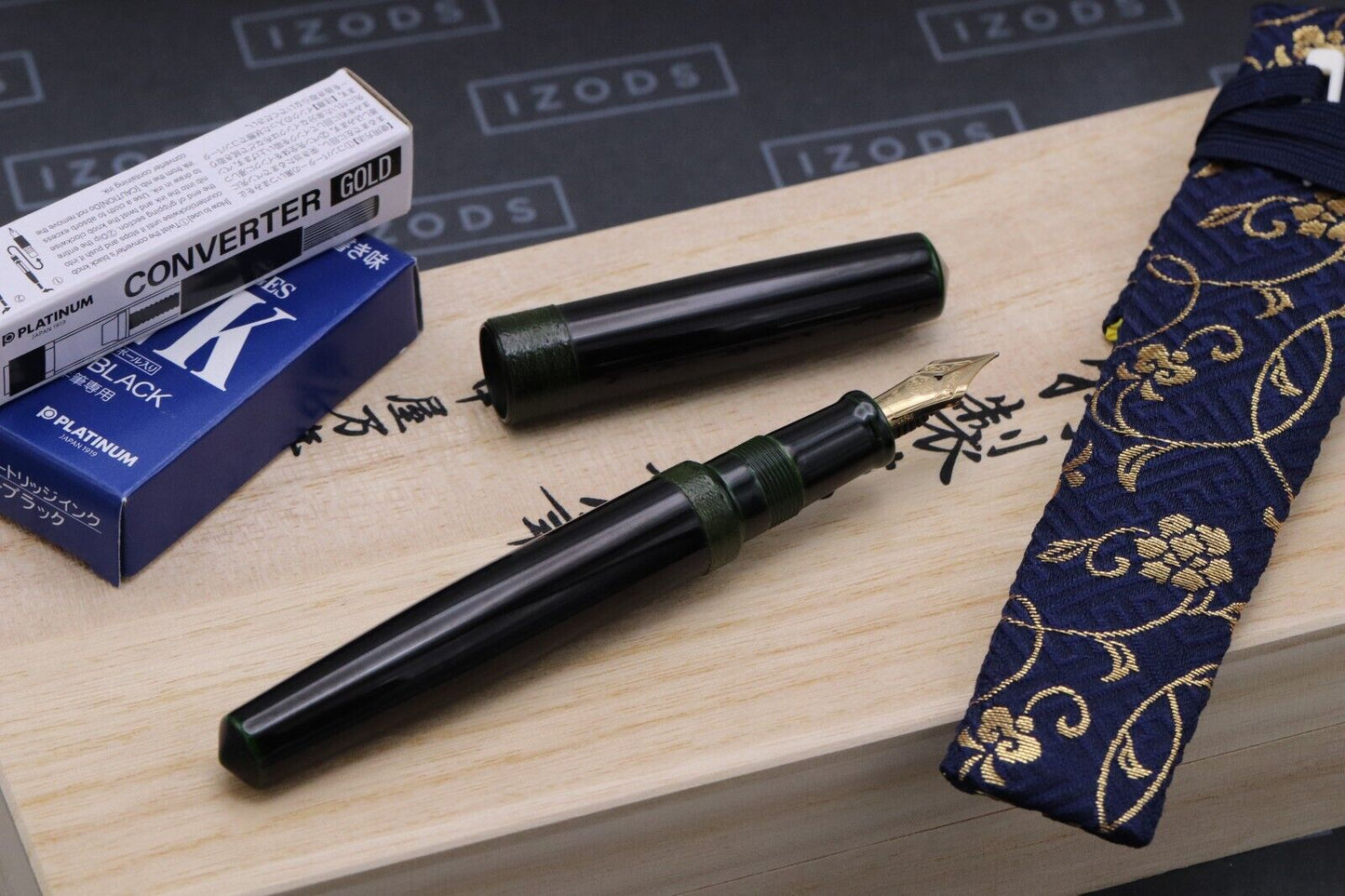 Nakaya Long Piccolo Midori-Tamenuri String Rolled Fountain Pen - UNUSED image 1