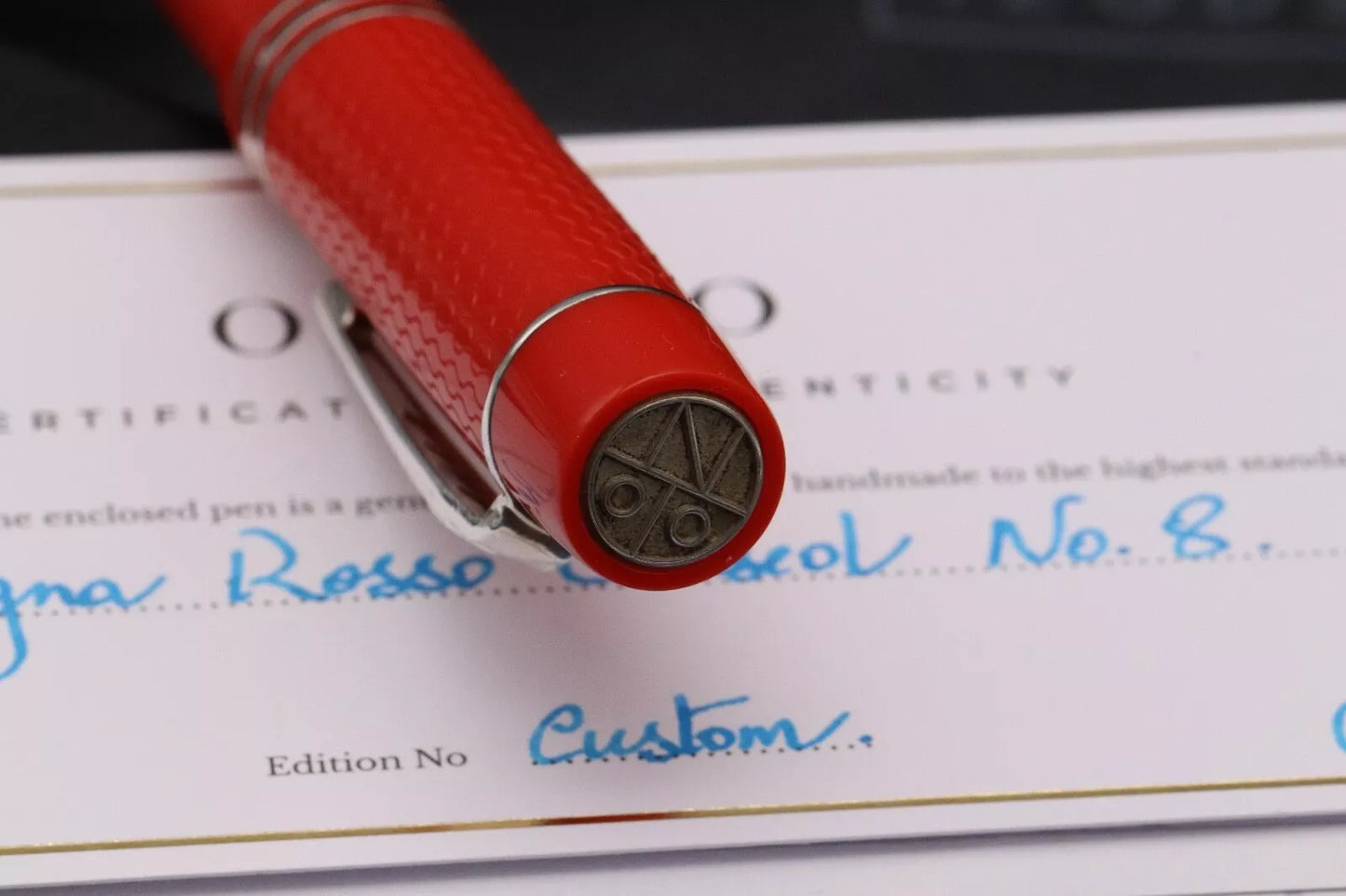 Onoto Magna Classic Rosso Chased Custom 1/1 Fountain Pen - #8 Broad Nib image 8