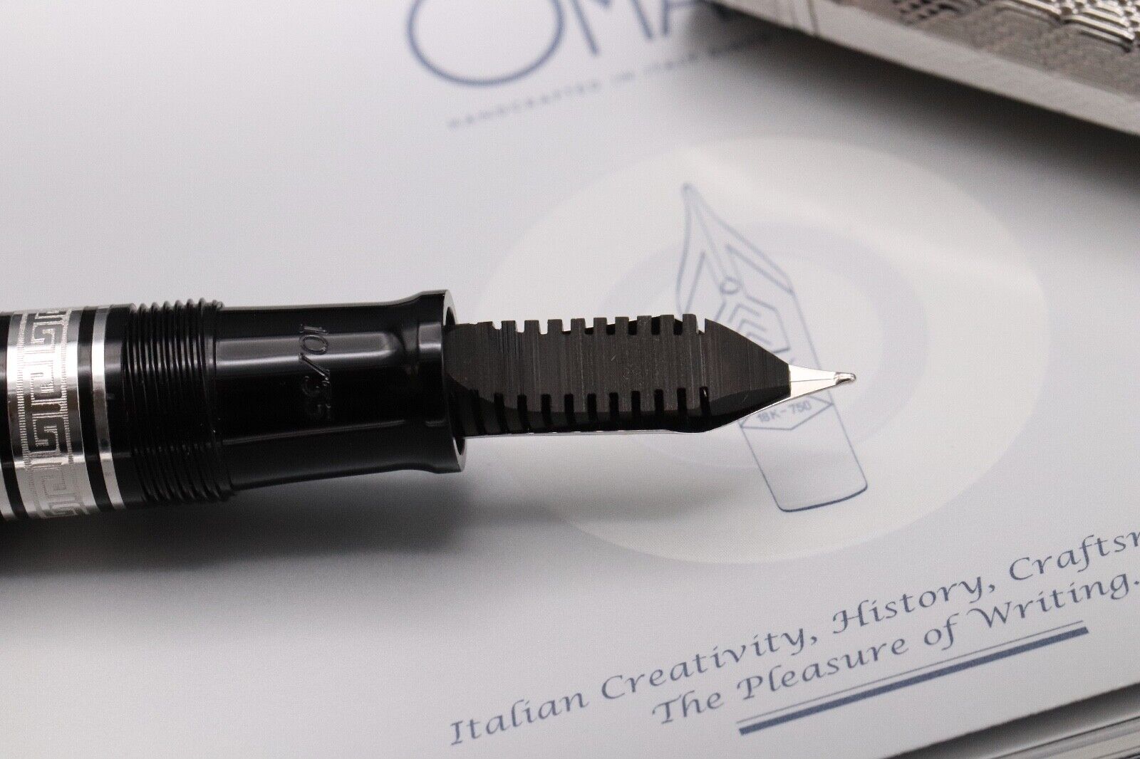 Omas Paragon Silver Guilloche LE35 Fountain Pen - Fine 'Extra Flessible' Nib image 3