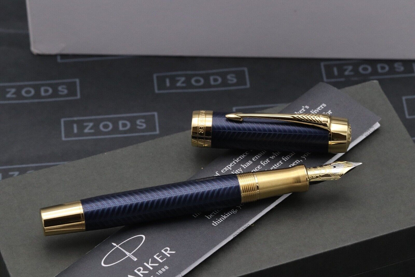 Parker Duofold Centennial Prestige Blue Chevron Fountain Pen - UNUSED image 1