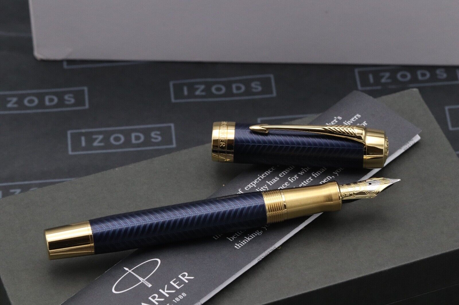 Parker Duofold Centennial Prestige Blue Chevron Fountain Pen - UNUSED image 1