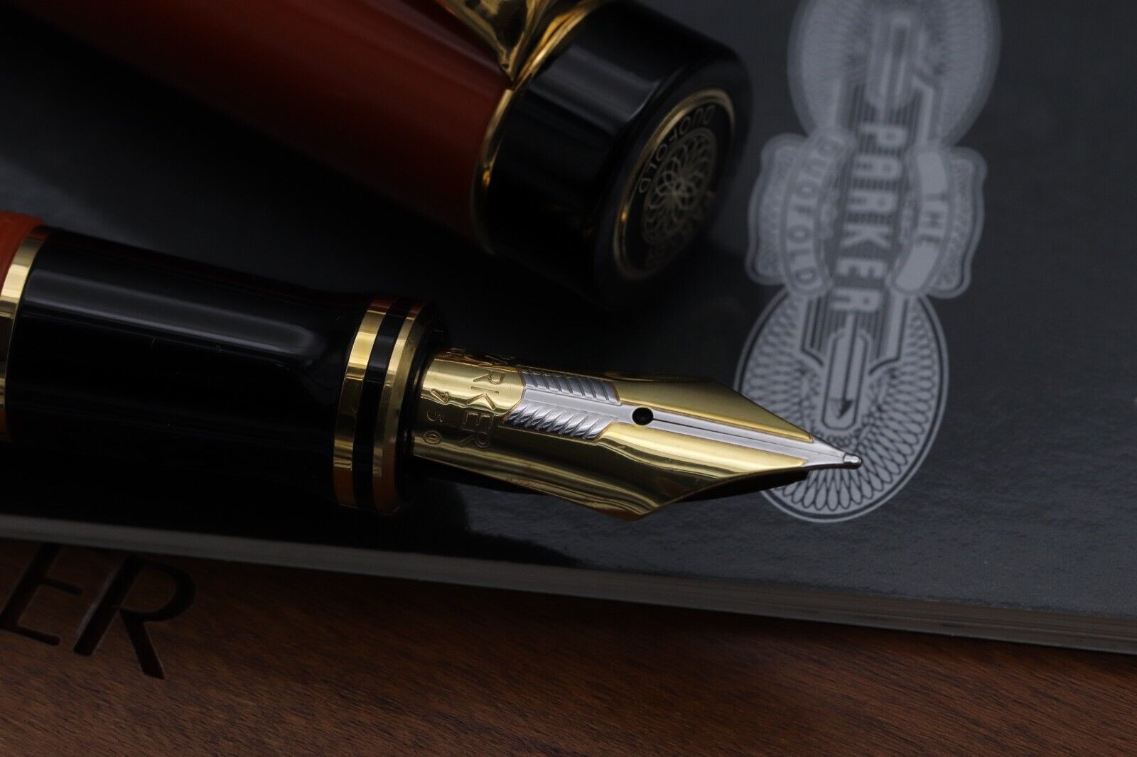 Parker Duofold Centennial Orange Fountain Pen - 1990 - Fine Nib image 2
