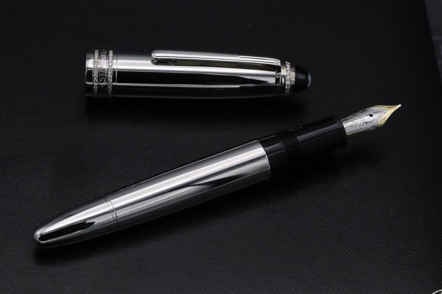 Montblanc Meisterstuck 146 LeGrand Royal Steel Diamond Fountain Pen image 1