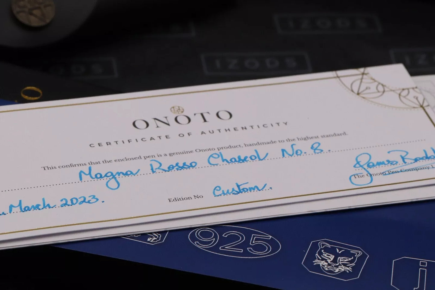 Onoto Magna Classic Rosso Chased Custom 1/1 Fountain Pen - #8 Broad Nib image 9