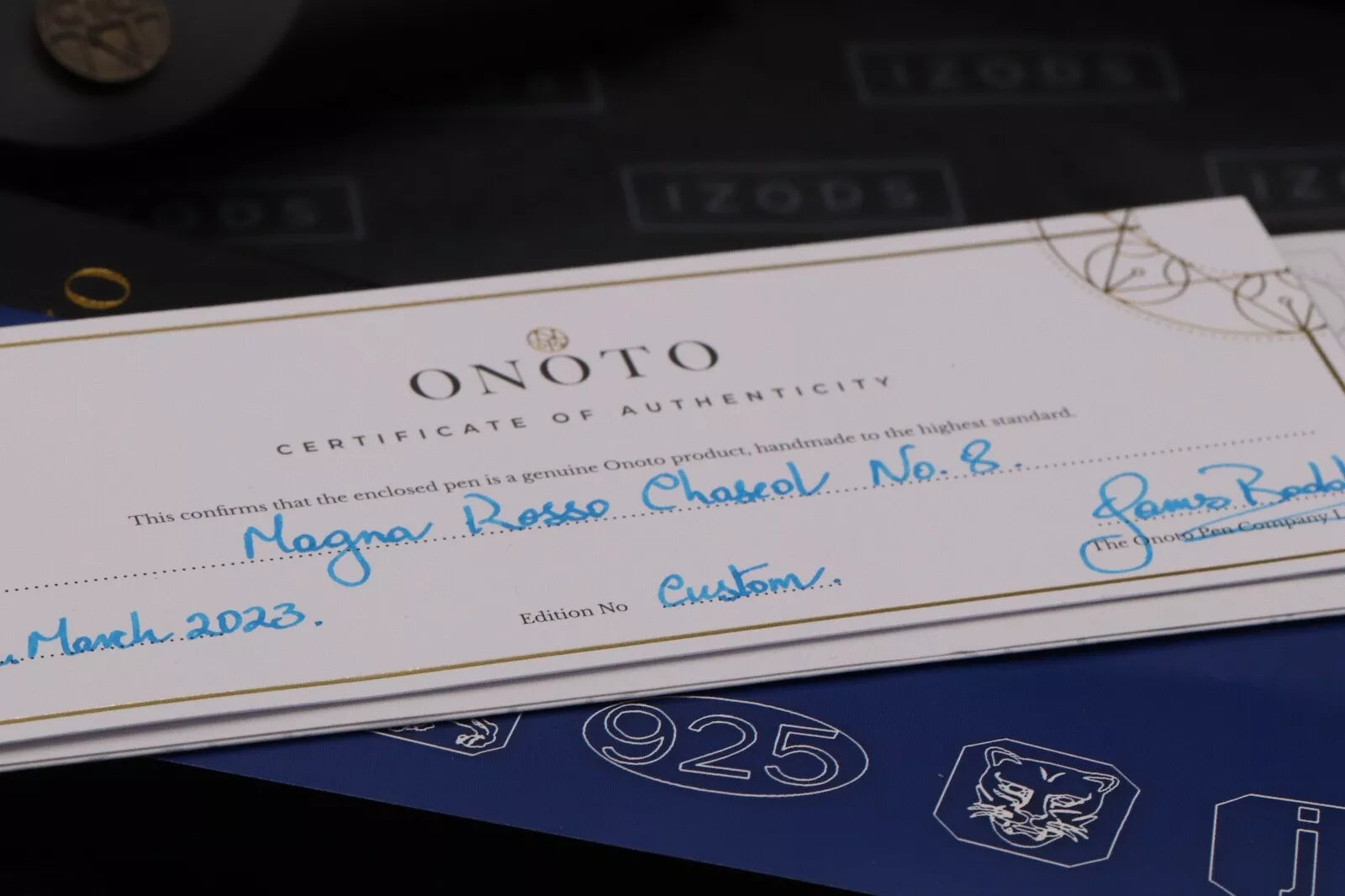 Onoto Magna Classic Rosso Chased Custom 1/1 Fountain Pen - #8 Broad Nib image 9